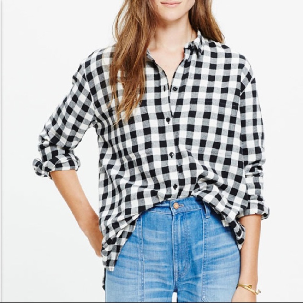 Madewell basics black and white check shirt